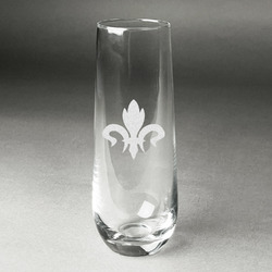 Fleur De Lis Champagne Flute - Stemless Engraved - Single