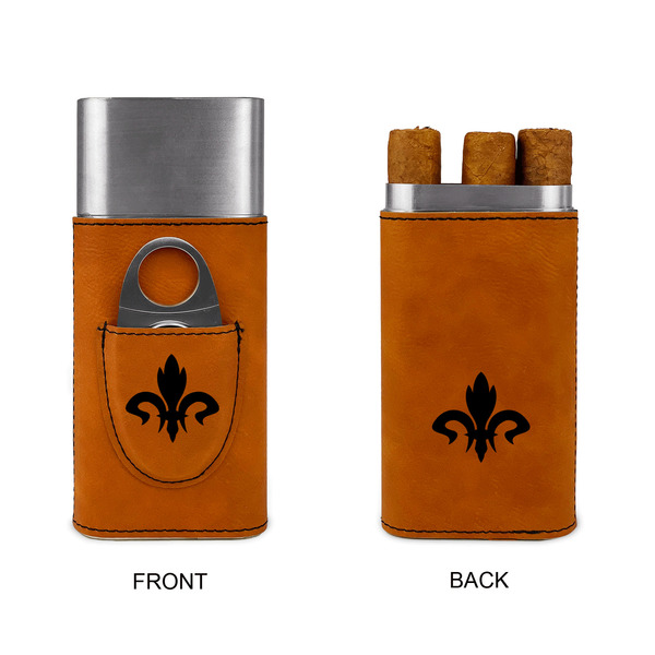 Fleur De Lis Cigar Case with Cutter - Double Sided - Approval