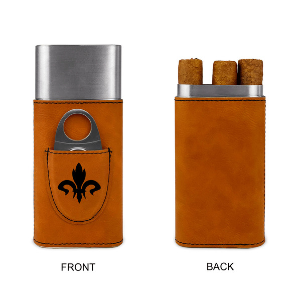 Fleur De Lis Cigar Case with Cutter - Single Sided - Approval