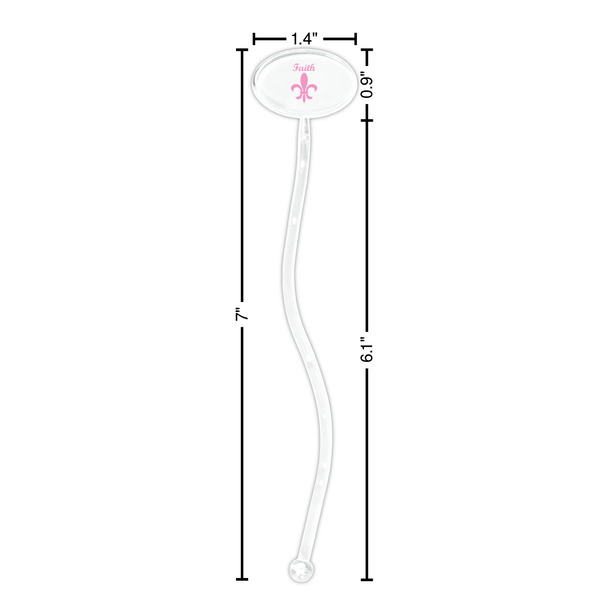 Fleur De Lis Clear Plastic 7" Stir Stick - Oval - Dimensions