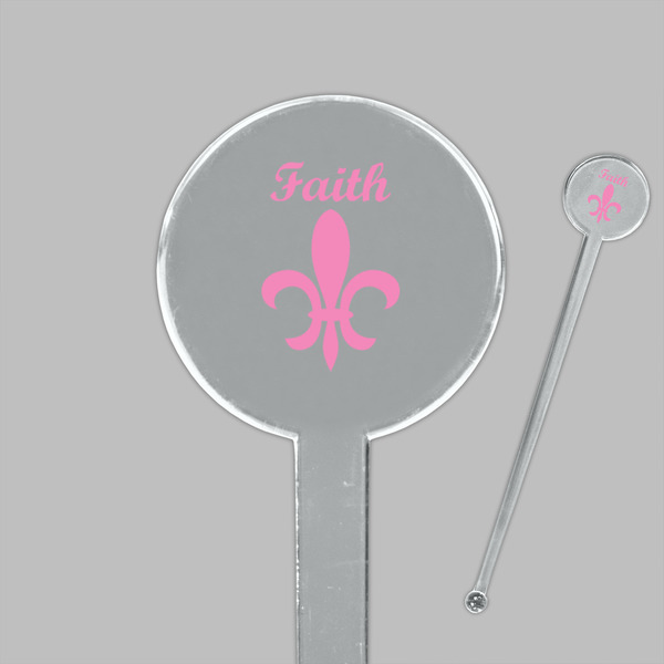 Fleur De Lis Clear Plastic 7" Stir Stick - Round - Closeup