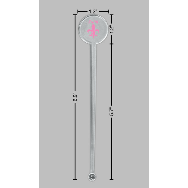 Fleur De Lis Clear Plastic 7" Stir Stick - Round - Dimensions