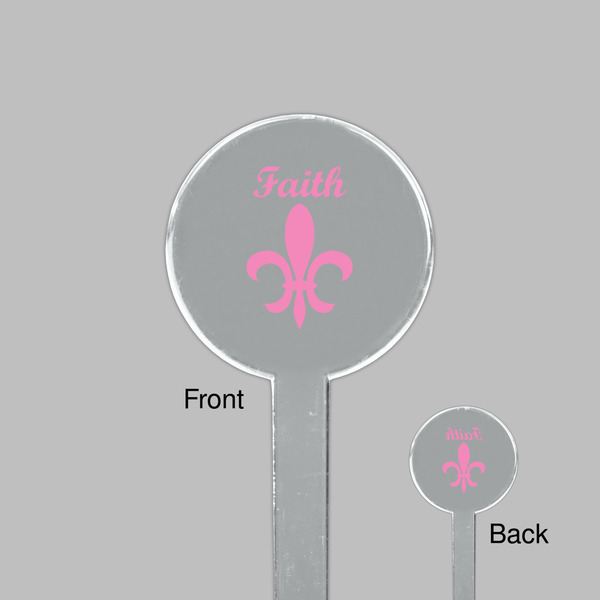 Fleur De Lis Clear Plastic 7" Stir Stick - Round - Front & Back