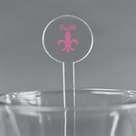 Fleur De Lis 5.5" Round Plastic Stir Sticks - Clear (Personalized)