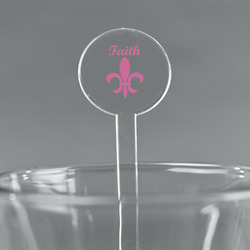Fleur De Lis 7" Round Plastic Stir Sticks - Clear (Personalized)