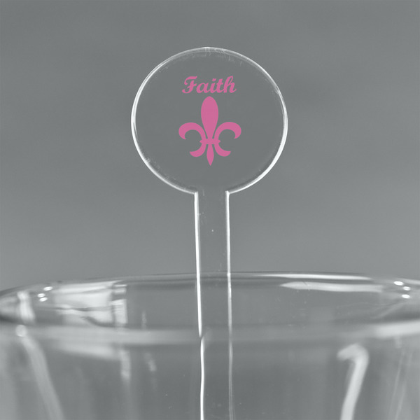 Custom Fleur De Lis 5.5" Round Plastic Stir Sticks - Clear (Personalized)