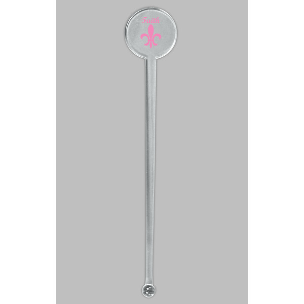 Fleur De Lis Clear Plastic 7" Stir Stick - Round - Single Stick
