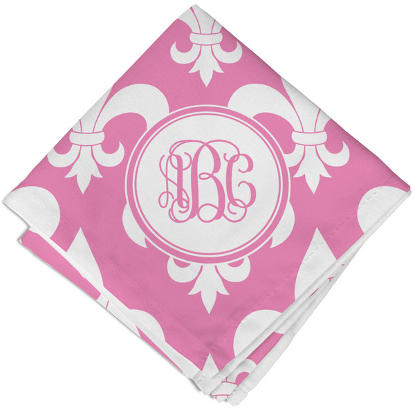 Custom Fleur De Lis Cloth Cocktail Napkin - Single w/ Monogram