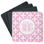 Fleur De Lis Square Rubber Backed Coasters - Set of 4 (Personalized)
