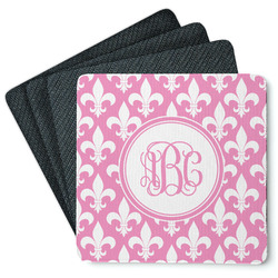 Fleur De Lis Square Rubber Backed Coasters - Set of 4 (Personalized)