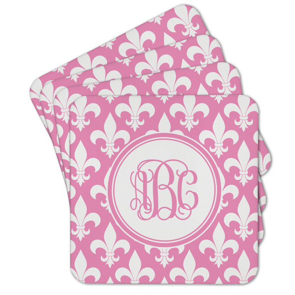 Custom Fleur De Lis Cork Coaster - Set of 4 w/ Monogram