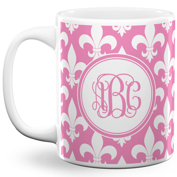 Custom Fleur De Lis 11 Oz Coffee Mug - White (Personalized)