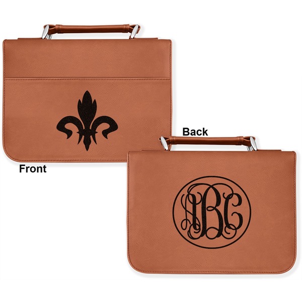 Fleur De Lis Cognac Leatherette Bible Covers - Large Double Sided Apvl