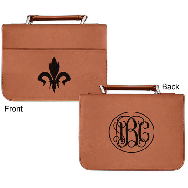 Fleur De Lis Cognac Leatherette Bible Covers - Small Double Sided Apvl