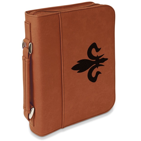 Custom Fleur De Lis Leatherette Bible Cover with Handle & Zipper - Small - Single Sided