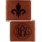 Fleur De Lis Cognac Leatherette Bifold Wallets - Front and Back