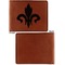 Fleur De Lis Cognac Leatherette Bifold Wallets - Front and Back Single Sided - Apvl