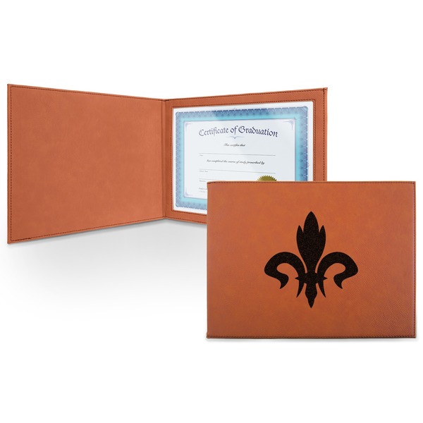 Custom Fleur De Lis Leatherette Certificate Holder - Front