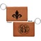 Fleur De Lis Cognac Leatherette Keychain ID Holders - Front and Back Apvl