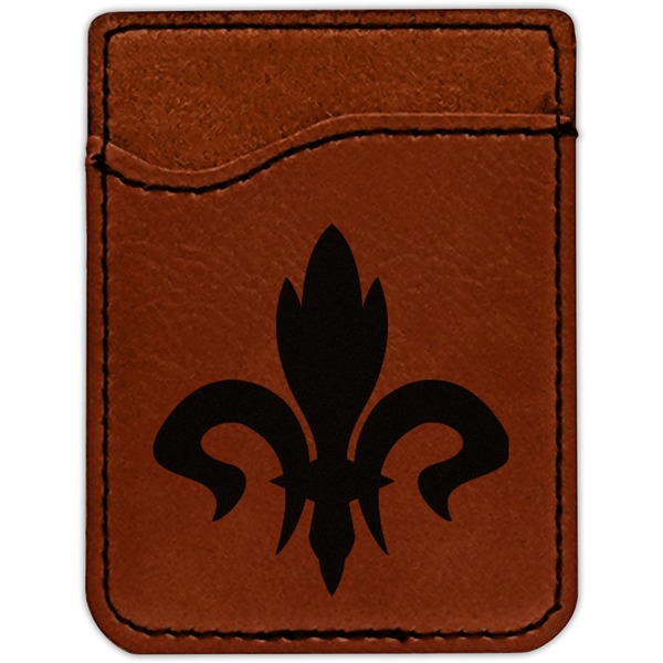 Fleur De Lis Cognac Leatherette Phone Wallet close up