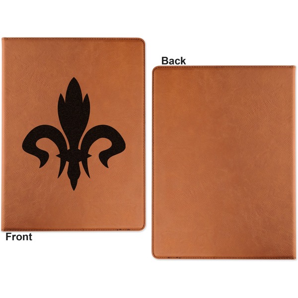 Fleur De Lis Cognac Leatherette Portfolios with Notepad - Large - Single Sided - Apvl