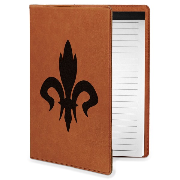 Custom Fleur De Lis Leatherette Portfolio with Notepad - Small - Double Sided (Personalized)