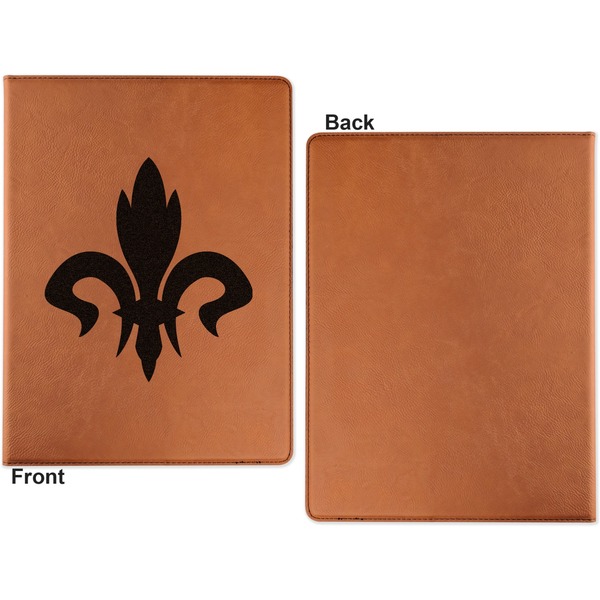 Fleur De Lis Cognac Leatherette Portfolios with Notepad - Small - Single Sided- Apvl