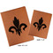 Fleur De Lis Cognac Leatherette Portfolios with Notepad - Compare Sizes