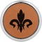 Fleur De Lis Cognac Leatherette Round Coasters w/ Silver Edge - Single