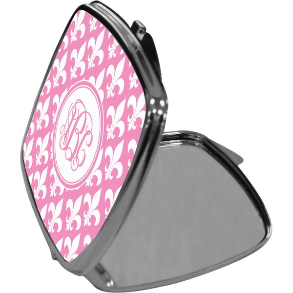 Pink Fleur De Lis Compact Mirror (Side View)