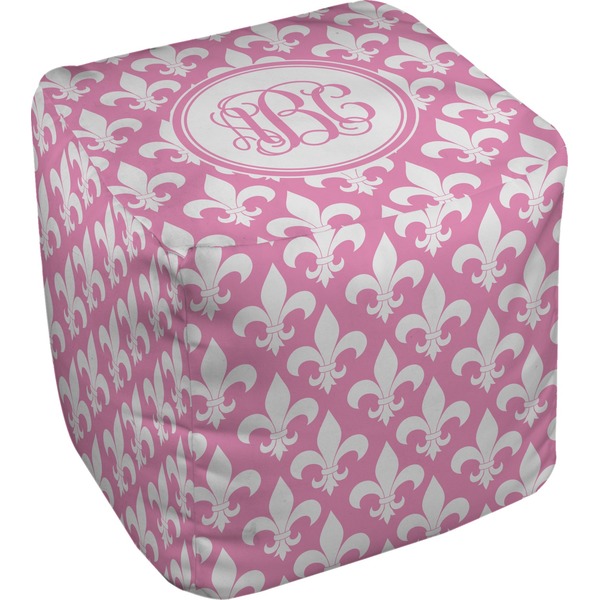 Custom Fleur De Lis Cube Pouf Ottoman (Personalized)