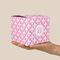 Fleur De Lis Cube Favor Gift Box - On Hand - Scale View