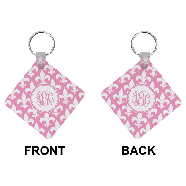 Pink Fleur De Lis Diamond Keychain (Front + Back)