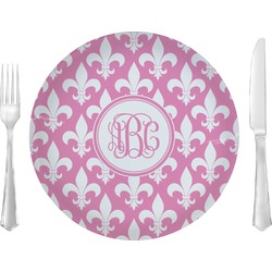 Fleur De Lis 10" Glass Lunch / Dinner Plates - Single or Set (Personalized)
