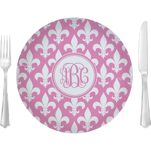 Custom Fleur De Lis 10" Glass Lunch / Dinner Plates - Single or Set (Personalized)
