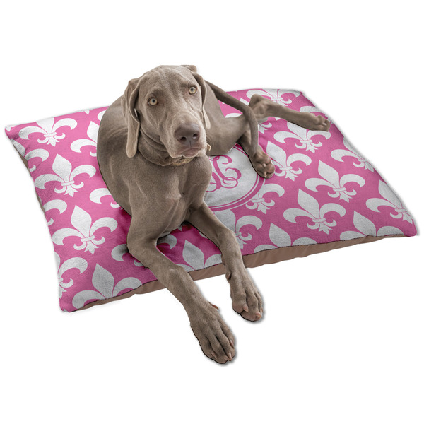 Custom Fleur De Lis Dog Bed - Large w/ Monogram