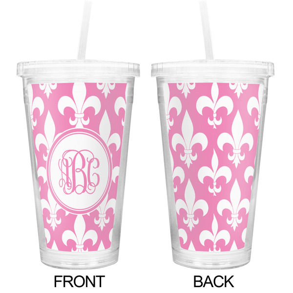 Fleur De Lis Double Wall Tumbler with Straw - Approval
