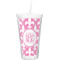 Pink Fleur De Lis Double Wall Tumbler with Straw (Personalized)