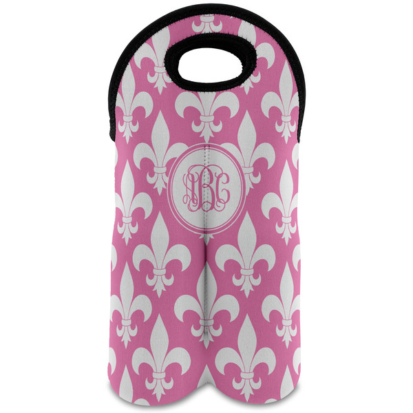 Custom Fleur De Lis Wine Tote Bag (2 Bottles) (Personalized)
