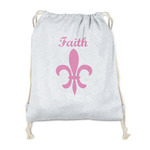 Fleur De Lis Drawstring Backpack - Sweatshirt Fleece - Double Sided (Personalized)