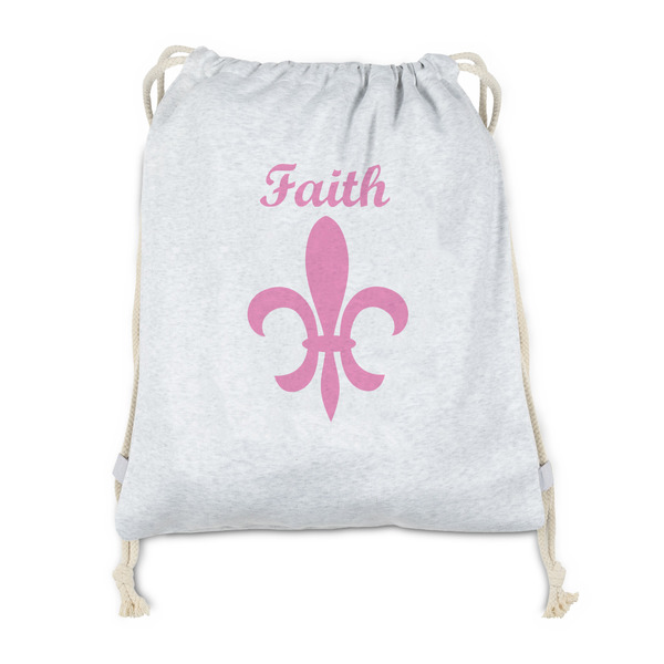 Custom Fleur De Lis Drawstring Backpack - Sweatshirt Fleece (Personalized)