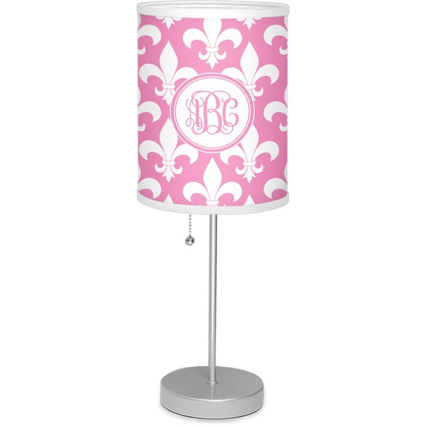 Custom Fleur De Lis 7" Drum Lamp with Shade Linen (Personalized)