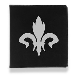 Fleur De Lis Leather Binder - 1" - Black (Personalized)