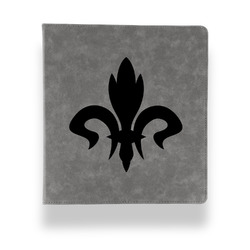 Fleur De Lis Leather Binder - 1" - Grey (Personalized)