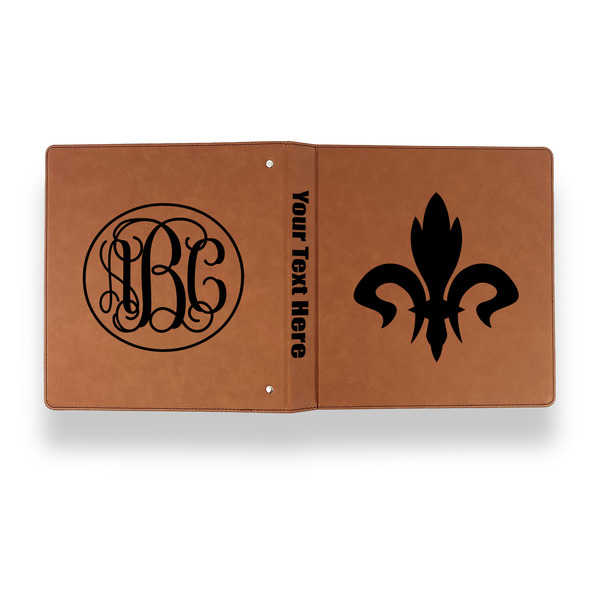 Fleur De Lis Leather Binder - 1" - Rawhide - Back Spine Front View