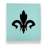 Fleur De Lis Leather Binder - 1" - Teal (Personalized)