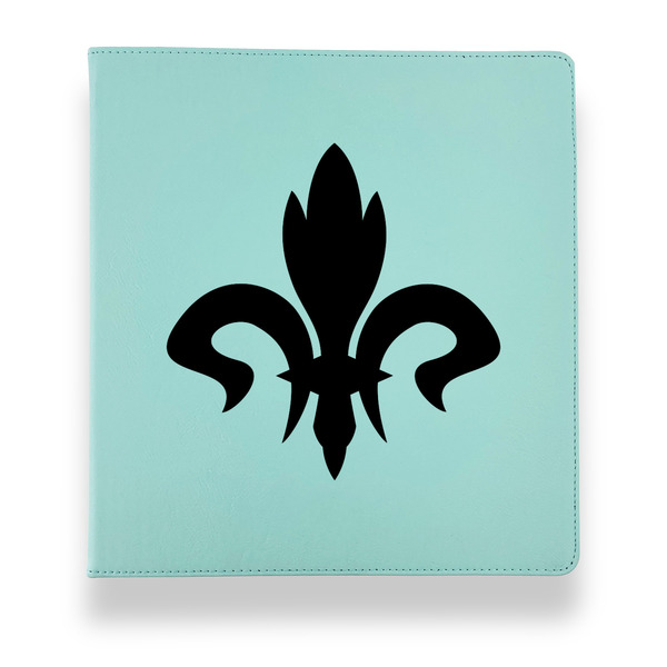Custom Fleur De Lis Leather Binder - 1" - Teal (Personalized)