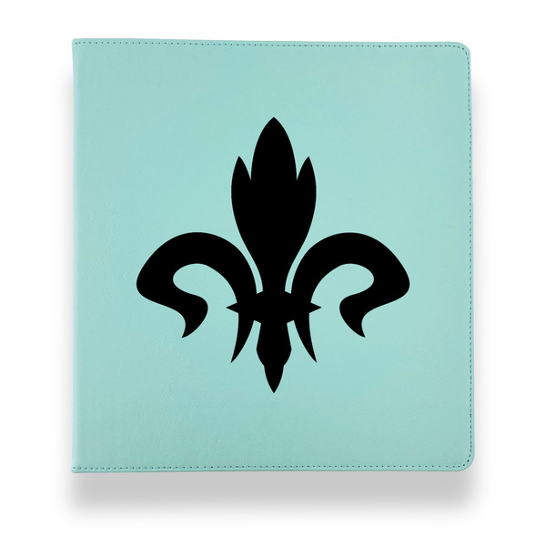 Fleur De Lis Leather Binders - 1" - Teal - Front View