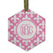 Fleur De Lis Flat Glass Ornament - Hexagon w/ Monogram