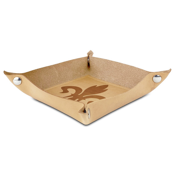 Fleur De Lis Genuine Leather Valet Trays - ANGLE (folded)